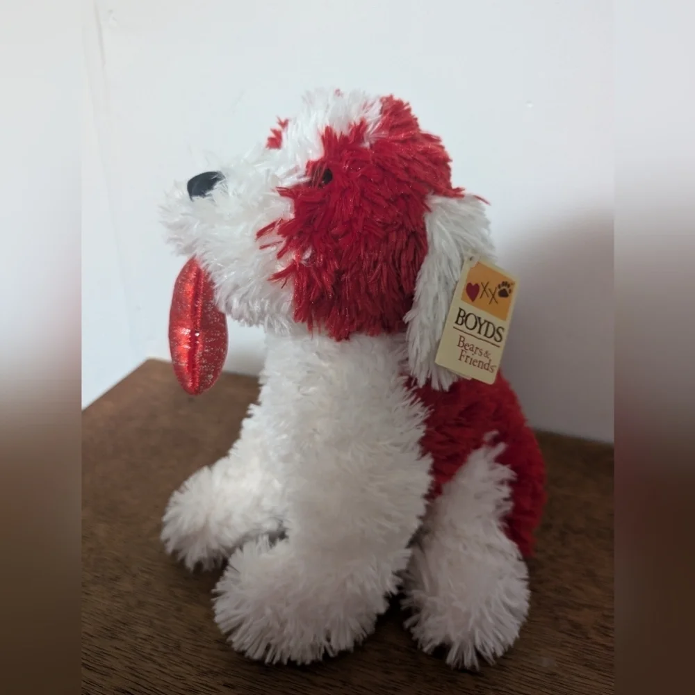 Boyds Bears Red and White Plush Dog Toy